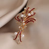 Alloy Flower Pearl Branch Brooch Electroplating For Women Luxury Minimalist Jewelry