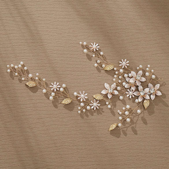 Alloy Flower Pearl Hair Band Women's Retro Bridal Hair Accessories