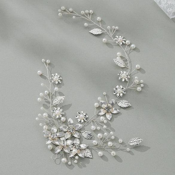 Alloy Flower Pearl Hair Band Women's Retro Bridal Hair Accessories