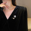 Alloy Flower Pearl Women's Brooch With Electroplating Design For Autumn And Winter Coat Accessories
