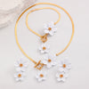 Alloy Flower Pendant Necklace And Earrings For Women Electroplated