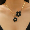 Alloy Flower Pendant Necklace And Earrings For Women Electroplated