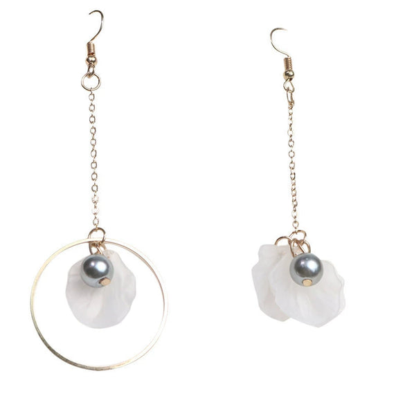 Alloy Flower Petal Beads Asymmetric Light Luxury Women's Earrings With Electroplating