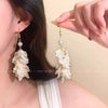 Alloy Flower Petal Tassel Pearl Electroplated Women's Earrings