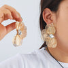 Alloy Flower Petals Diamondencrusted Earrings For Women