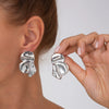 Alloy Flower Pleated Electroplated Women's Earrings