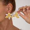 Alloy Flower Pleated Electroplated Women's Earrings