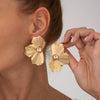 Alloy Flower Pleated Electroplated Women's Earrings