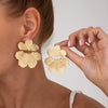 Alloy Flower Pleated Electroplated Women's Earrings