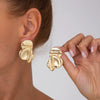 Alloy Flower Pleated Electroplated Women's Earrings