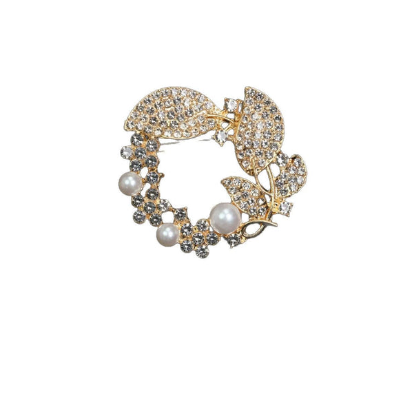 Alloy Flower Retro Brooch Diamondencrusted Electroplated Women's Clothing Accessories