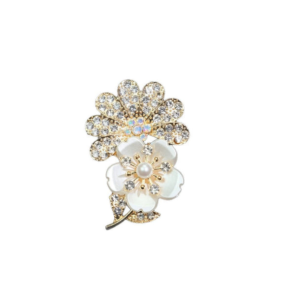 Alloy Flower Rhinestone Electroplated Brooch Pastoral Style
