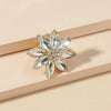 Alloy Flower Ring With Diamond Accent Retro Creative Open Adjustable Band For Unisex