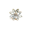 Alloy Flower Ring With Diamond Accent Retro Creative Open Adjustable Band For Unisex