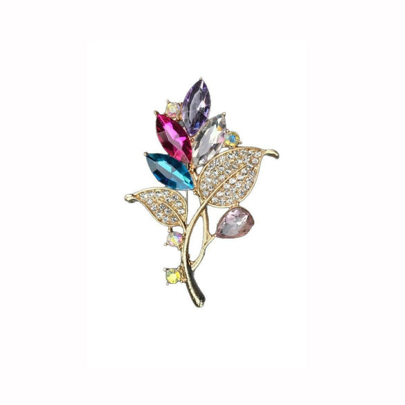 Alloy Flower Shape Rhinestone Brooch Electroplated Unisex