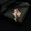 Alloy Flower Shape Rhinestone Brooch Electroplated Unisex