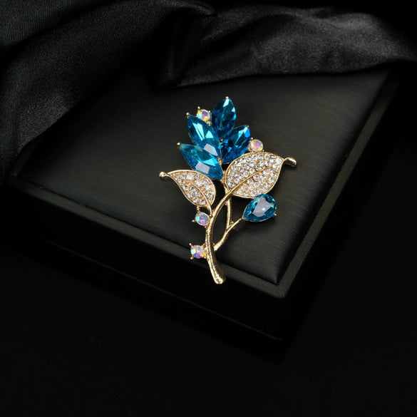 Alloy Flower Shape Rhinestone Brooch Electroplated Unisex