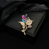 Alloy Flower Shape Rhinestone Brooch Electroplated Unisex