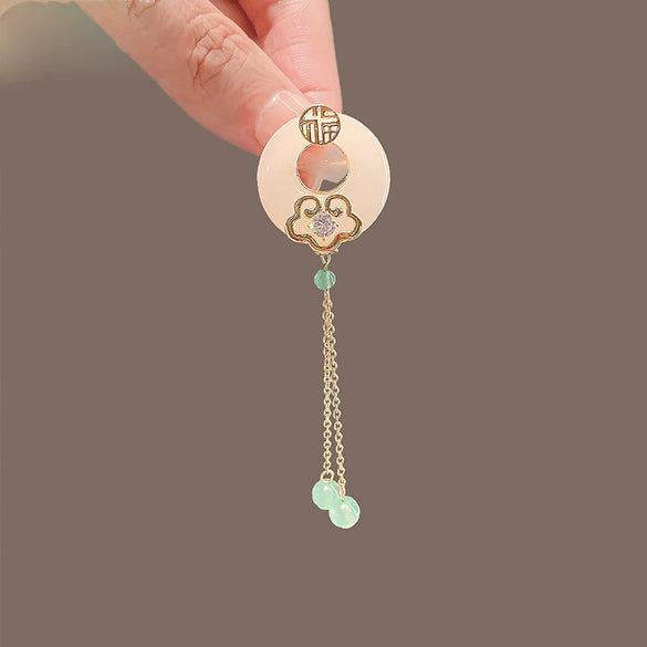 Alloy Flower Shaped Electroplated Brooch For Women Ancient Style Tassel