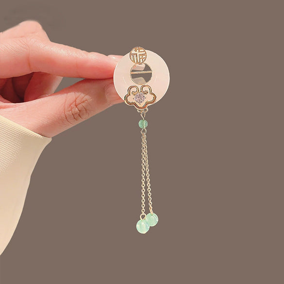 Alloy Flower Shaped Electroplated Brooch For Women Ancient Style Tassel