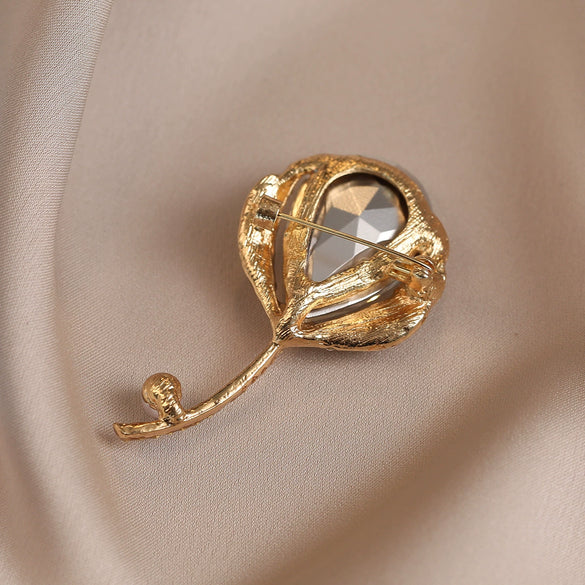 Alloy Flower Shaped Electroplated Women's Tulip Brooch Minimalist Style High End Coat Accessory