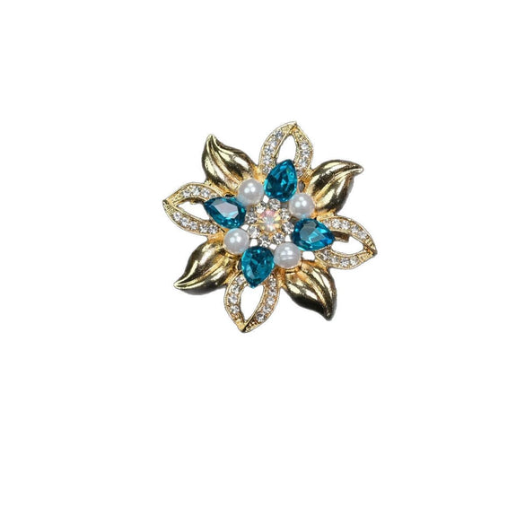 Alloy Flower Shaped Pearl Inlaid Electroplated Brooch Clothing Accessories For Women And Unisex