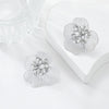 Alloy Flower Stud Earrings For Women Set With Pearls