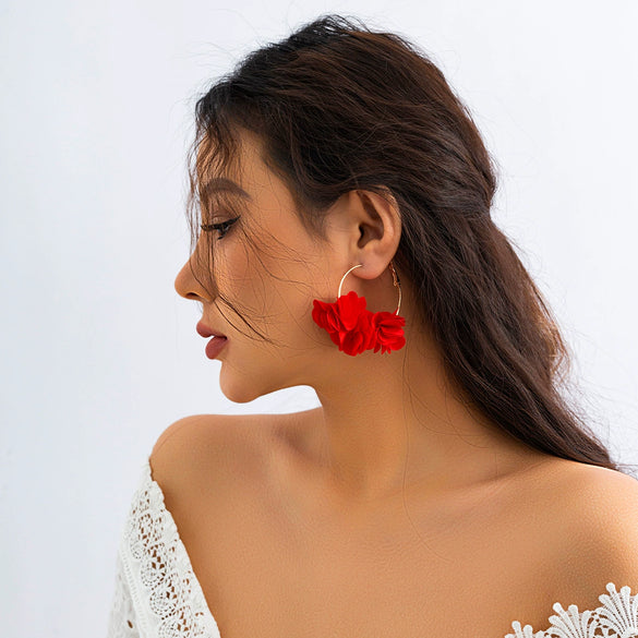 Alloy Flower Style Electroplated Women's Earrings