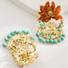 Alloy Flower Tassel Pin Earrings With Diamond Process For Women