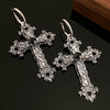 Alloy Flower Vine Cross Stud Earrings For Women Geometric Gothic Retro Hip Hop Exaggerated Electroplated