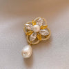 Alloy Flower Water Drop Pearl Women's Brooch With Electroplating Treatment