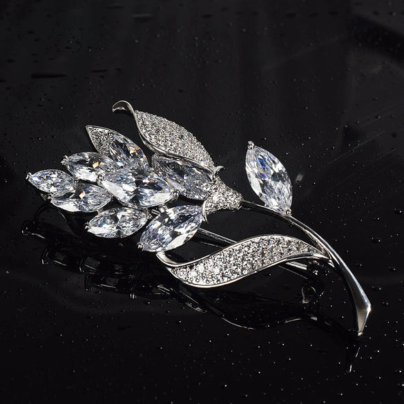 Alloy Flower Wheat Ear Water Drop Pearl Women's Brooch With Electroplating