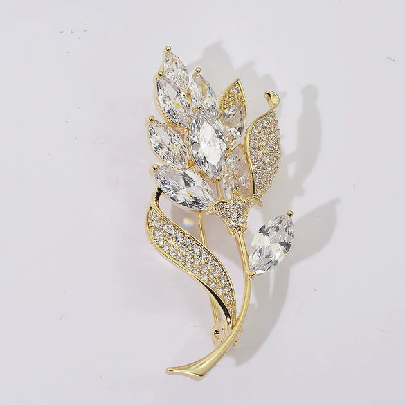 Alloy Flower Wheat Ear Water Drop Pearl Women's Brooch With Electroplating