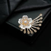Alloy Flowershaped Diamondencrusted Electroplated Brooch Clothing Accessories Jewelry