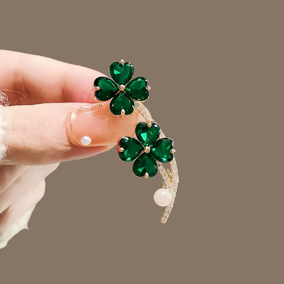 Alloy Fourleaf Clover Brooch For Women Electroplated Natural Style Suit Sweater Accessories