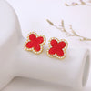 Alloy Fourleaf Clover Electroplated Women's Earrings Fashionable Jewelry With Flower Design