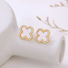 Alloy Fourleaf Clover Electroplated Women's Earrings Fashionable Jewelry With Flower Design