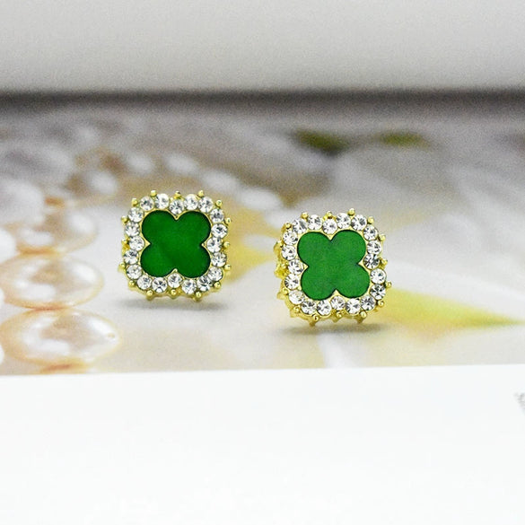 Alloy Fourleaf Clover Electroplating Flowers Earrings