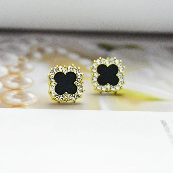 Alloy Fourleaf Clover Electroplating Flowers Earrings