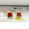Alloy Fourleaf Clover Electroplating Flowers Earrings