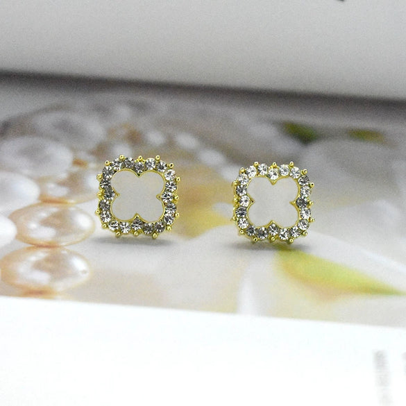 Alloy Fourleaf Clover Electroplating Flowers Earrings