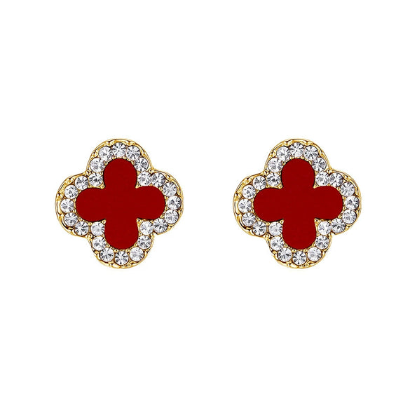 Alloy Fourleaf Clover Electroplating Flowers Earrings