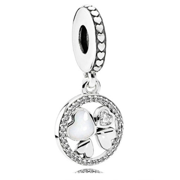 Alloy Fourleaf Clover Hollow Pendant Jewelry Diy Accessories With Totem Pattern And Electroplating Treatment