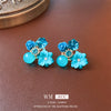 Alloy Fresh Style Flower Stud Earrings With Silver Needle Diamond Opal Crystal And Electroplating Treatment