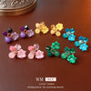 Alloy Fresh Style Flower Stud Earrings With Silver Needle Diamond Opal Crystal And Electroplating Treatment