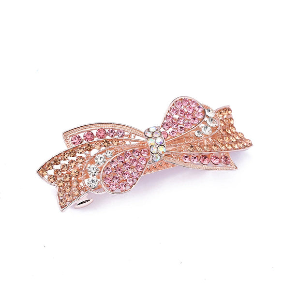 Alloy Fresh Sweet Flower Rhinestone Diamond Spring Clip Hairpin For Women