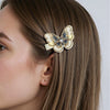 Alloy Freshwater Pearl Hairpin Duckbill Clip With Embroidery Butterfly Design For Women