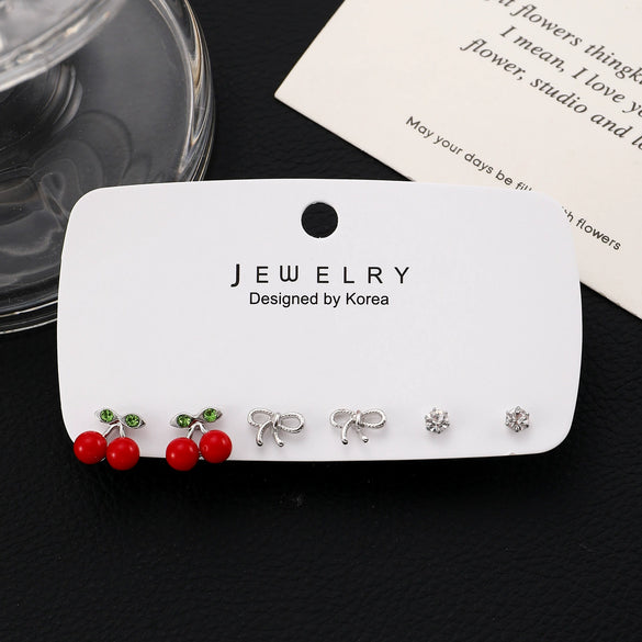 Alloy Fruit Earrings Cute Cartoon Cherry Watermelon Strawberry Electroplated For Women