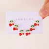 Alloy Fruit Earrings Cute Cartoon Cherry Watermelon Strawberry Electroplated For Women