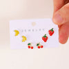Alloy Fruit Earrings Cute Cartoon Cherry Watermelon Strawberry Electroplated For Women